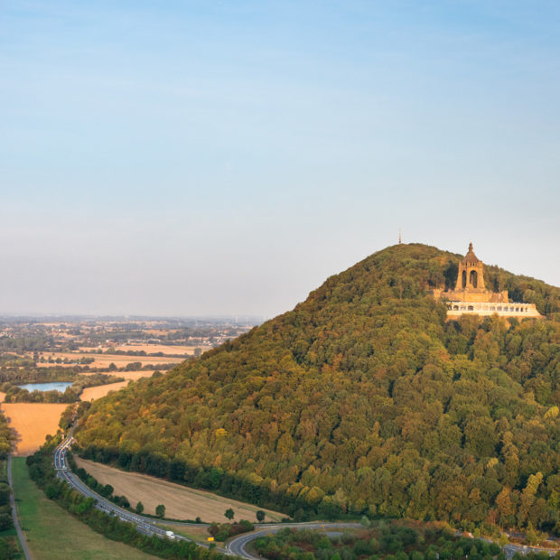 A monument in Porta Westfalica at the Teutoburg Forest